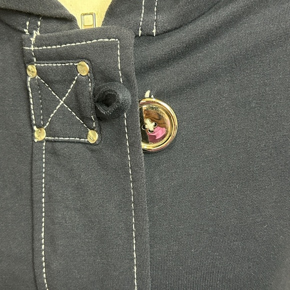 Jones New York Women's Navy Blue Nautical Hoodie Knit Jacket - Picture 3 of 10